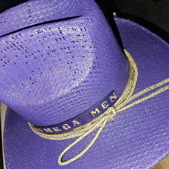 "The Purple Cowboy"Omega Men EditionPurple Men's Straw Cowboy hat with gold - Picture 12 of 12
